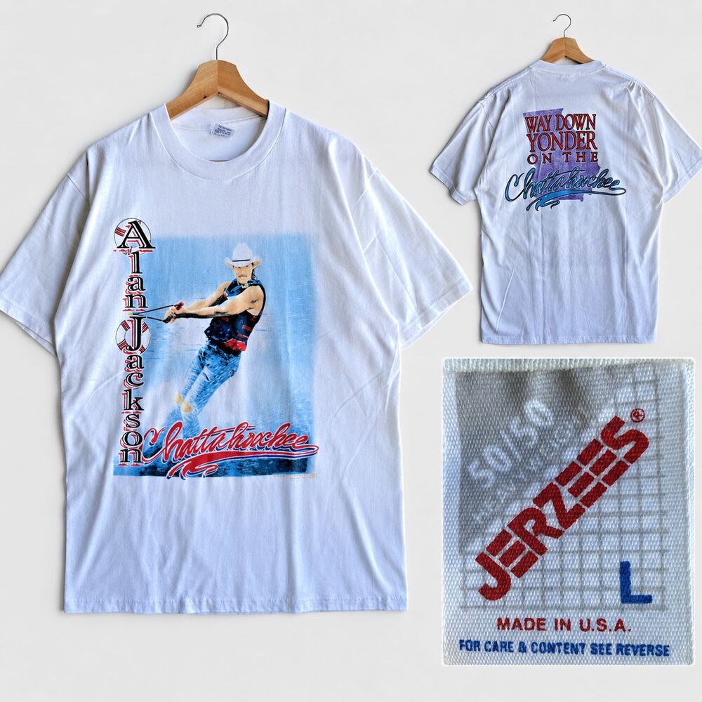 NEW VTG Men’s L Alan Jackson Way Down Yonder On Chattahoochee USA Made Jerzees
